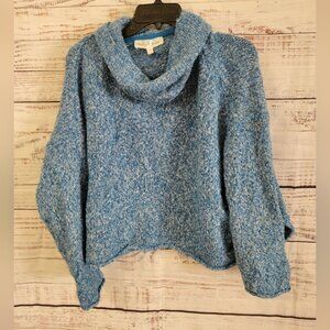 Chelsea & Theodore M Boxy Blue oversized Cowlneck Sweater